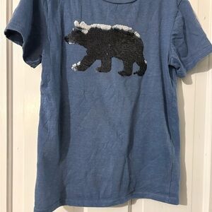 Children's Blue T-Shirt with Bear Motif